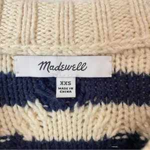 Madewell Cable-Knit Oversized Sweater in Stripe XXS thumbnail 4
