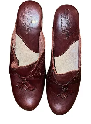 QualiCraft Brown Leather Mules Size 7 B thumbnail 1