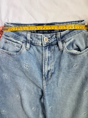 Hollister W25S Floral Embroidered Dad Jeans Light Wash thumbnail 8