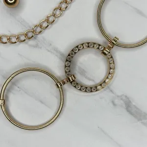 Rhinestone Gold Tone Circle Chain Link Belt OS ✨ thumbnail 5