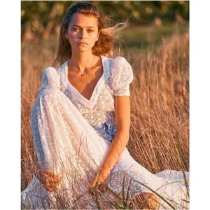 LoveShackFancy‎ Castella Gown Lace Embroidered Maxi Dress White Size 00 NWT thumbnail 9