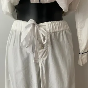 J.Crew XXS White Pajama Set Cotton Piping Long Sleeve Sleepwear Loungewear thumbnail 4