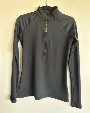 Nike pro hyper warm women’s black quarter zip long sleeve size medium thumbnail 1