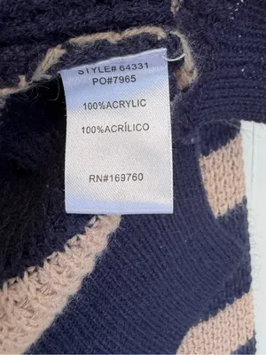 CARLY JEAN Los Angeles Blue Tan Stripe Collar Button Sweater Medium/Large thumbnail 9