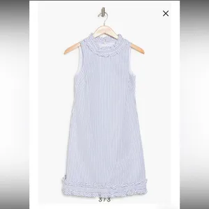 Eliza J. Sleeveless Blue Stripe Seersucker Ruffle Nautical Mini Dress 4 Sheath thumbnail 2