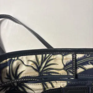 Cole Haan Purse &‎ Wallet Woven Straw Black Faux Leather Shoulder Floral Accents thumbnail 6