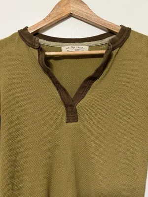 Free People We The Free Mikah Layering Cuff Thermal Top Size Small Army Green thumbnail 3