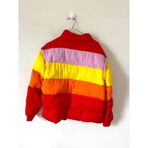 Target x Lego Color Block Puffer Jacket Vest Pink Red Yellow Orange Size Small thumbnail 3