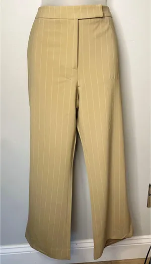 Jones New York Signature Tan and White Pinstripe Pants thumbnail 2