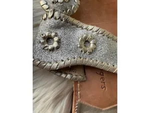 Jack Rogers Silver Glitter Leather Sandals Size 7 thumbnail 5