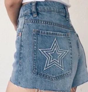 H&M X Coachella Star Print Jean Shorts thumbnail 1