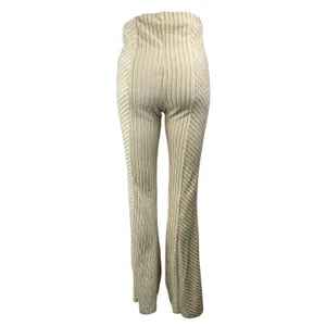 Free People Women's Beige Textured Velvet Slim High Rise Flare Trousers Pants S thumbnail 2