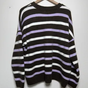 Parker Women Sweater Large Brown Striped Flora Embroidered Cozy Oversize thumbnail 8