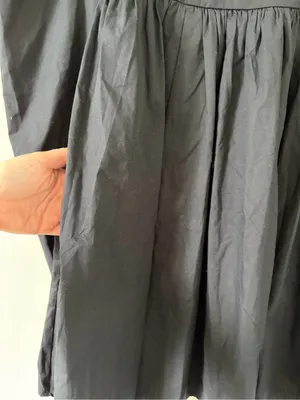 Abercrombie & Fitch Black Poplin Square Neckline Long Sleeve Babydoll Mini Dress thumbnail 4