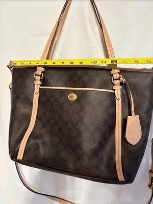Coach Peyton Signature Crossbody Shoulder Bag Brown with Light Tan Trim F26186 thumbnail 11