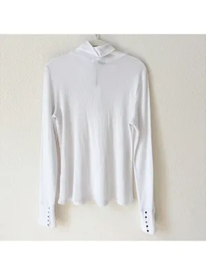 Michael Stars Mara Turtleneck Cuff Snaps Thermal White Size Large Neutral thumbnail 2
