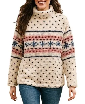 St. John's Bay Long Sleeve Mock Neck Sherpa Pullover Sweater thumbnail 1