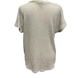 American Eagle Short Sleeve Sweater Cream Crochet Lace Boho Coastal Casual Small thumbnail 2