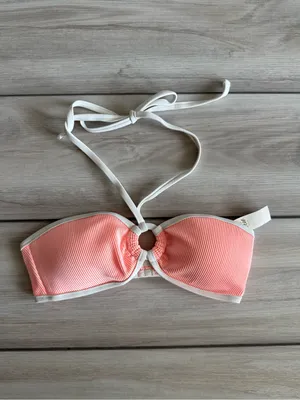 Aerie Ribbed Bandeau Bikini Top Orange XS NWT IN PACKAGE thumbnail 7