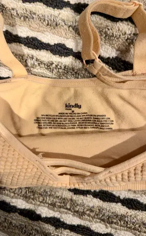 Kindly Pours tan & cream waffle knit sports bra thumbnail 2