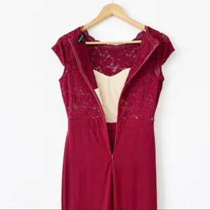 REPHYLLIS Maroon Retro Floral Lace Vintage Wedding Maxi Formal Long Dress thumbnail 10