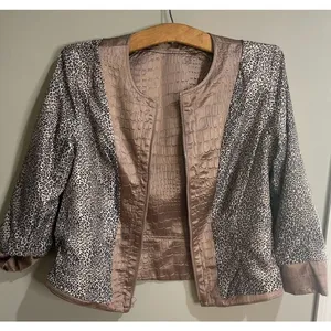 Elegantissimo Firenze Jacket Womens 10 Bronze Excellent Croc Embossed Metallic thumbnail 10