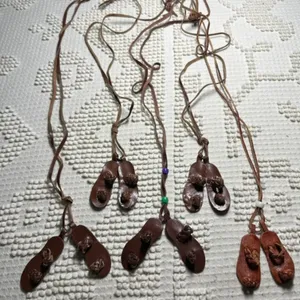 J237 Bulk Bundle of 5 Leather Sandal Necklaces Brown thumbnail 1