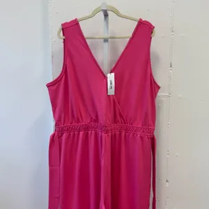 NWT The Drop Women's @caralynmirand Sleeveless‎ Wrap Jumpsuit Rose Pink Stretch thumbnail 5