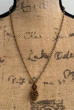 Cheryl Reis‎ Cluster Beaded Necklace Boho Acorn Brown thumbnail 1