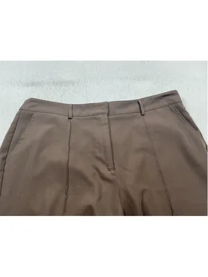 Womens Nimin Brown Pleated Front Straight Leg Dress Pants Polyester Twill 2XL thumbnail 3