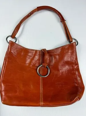 Micro Firenze Leather‎ Hobo Bag Designer Ring Accent Shoulder Bag thumbnail 1