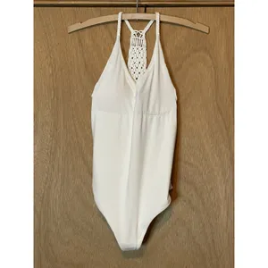 Aerie Women Medium Macrame Halter‎ Top One Piece Swimsuit White thumbnail 8