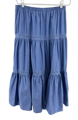 Francesca's Collections Blue Maxi Skirt Lace Accent western boho country cottage thumbnail 1