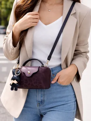 Stella Brown Faux Leather Mini Crossbody Bag w/ Gold Hardware & Bunny Charm thumbnail 2