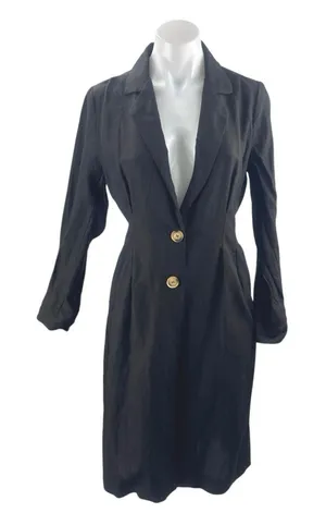 ASTR The Label Reed Black Linen Long Sleeve Midi Pencil Sheath Blazer Dress XS thumbnail 1