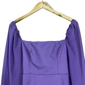 NWT Lulus Lace-Up Back Solid Mini Dress Purple Romantic Puff Sleeve Size S thumbnail 4