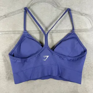 Gymshark Womens Purple Seamless V-Neck Light Support Sports Bra Racerback S thumbnail 2
