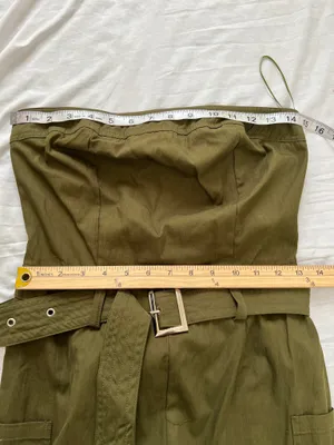 NWT Bar III Strapless Belted Utility Jumpsuit Olive Green Size Small thumbnail 8