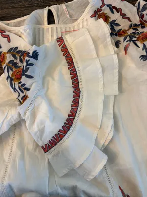 Free People Tunic Dress Womens XS Ivory NEW Embroidered Boho Ruffle thumbnail 10