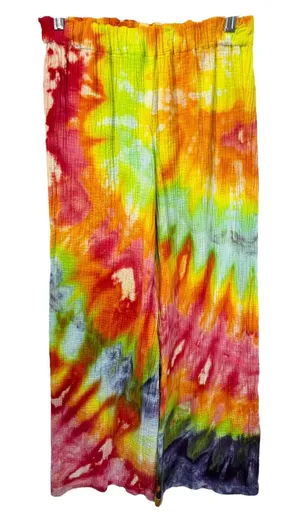 4OUR DREAMERS Medium Gauzy Pants Handmade Tie Dye‎ Elastic Pull On Spiral 901 thumbnail 1