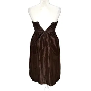 J Crew Strapless‎ Dress 0 XS Brown 100% Silk Satin Lined Babydoll Empire Waist thumbnail 8
