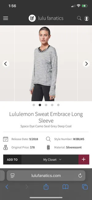 Lululemon Sweat Embrace Long Sleeve Grey thumbnail 6