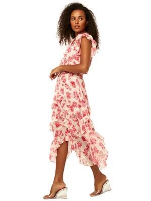 MISA Los Angeles Dakota Sleeveless Midi Dress Abstract Rose Flora Pink Medium thumbnail 3