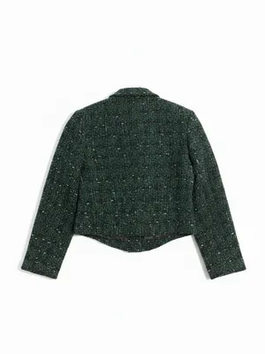Carlisle Green Boucle Tweed Cropped Blazer Womens 8 Green Wool‎ Blend thumbnail 2