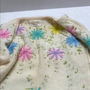 Women’s 1950-60s Jeri Jo Floral Embroidered Wool Cream Cardigan thumbnail 10