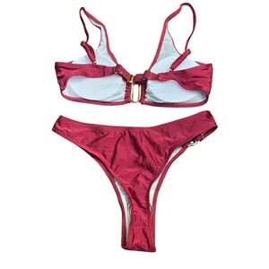 Beach Style Swimsuit Women’s Small Sexy Halter Swimwear Solid Thong Bikini thumbnail 2