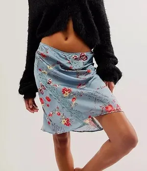 Free People Green Embellished A-Line Mini Skirt thumbnail 1
