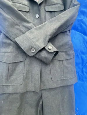 New Frontier Vintage Women's Gray Safari Style Pant Suit Jacket Pants Size 6 thumbnail 7