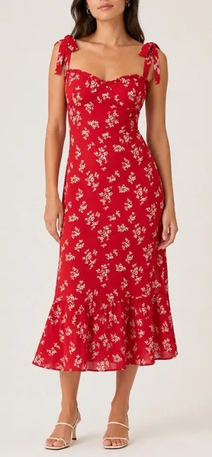 Reformation Nikita Dress in Summer Red Floral Size 8 NWT thumbnail 1