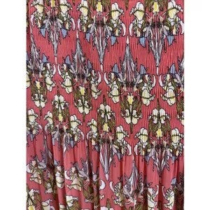 Max Studio Tiered A-Line Skirt Coral Multi Floral Print Pull-On Size Large Lined thumbnail 3